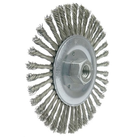 Weiler Wolverine 6" Knot Wire Wheel, Twist, .020" Steel Fill, 5/8"-11 UNC 36307